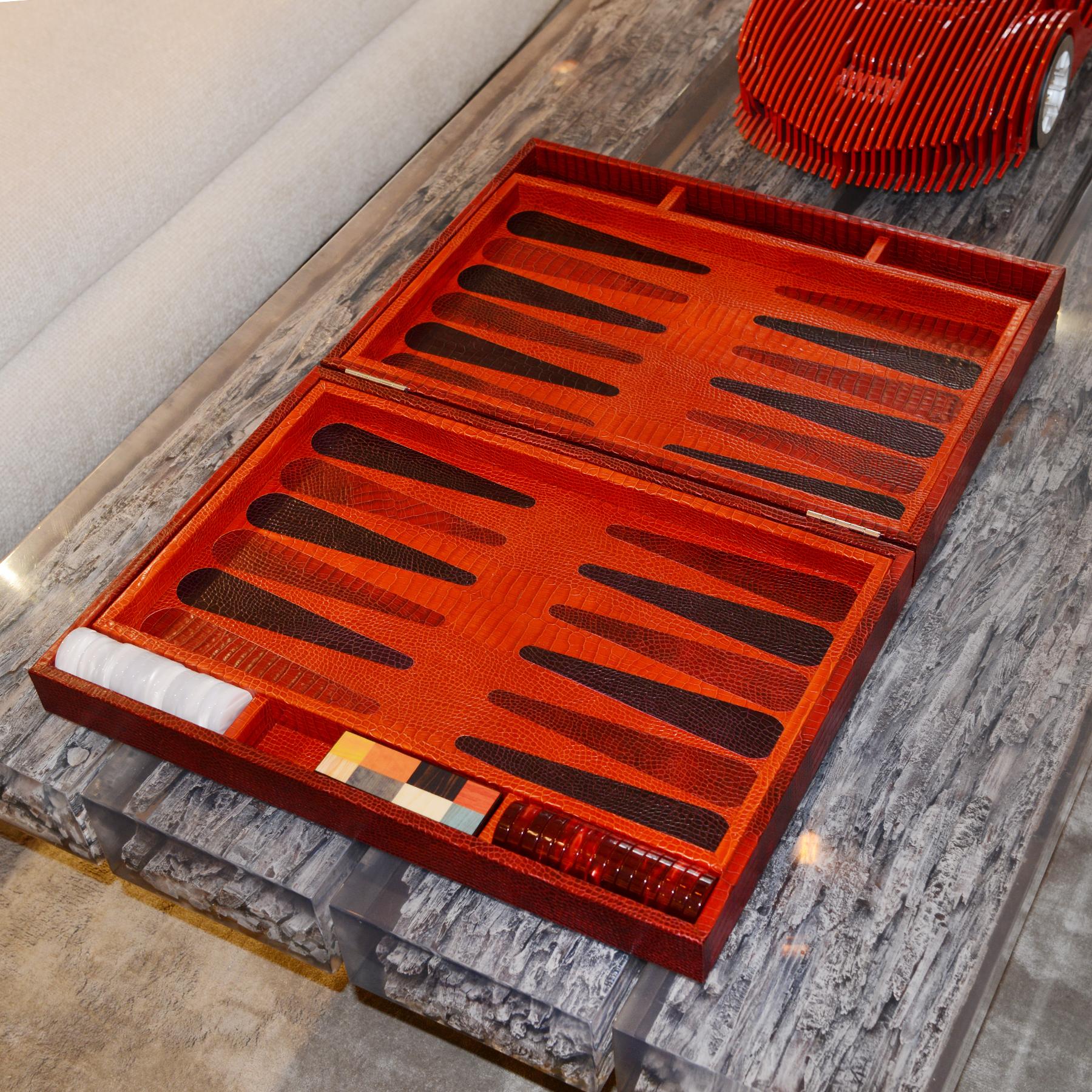 Contemporary Red Backgammon For Sale