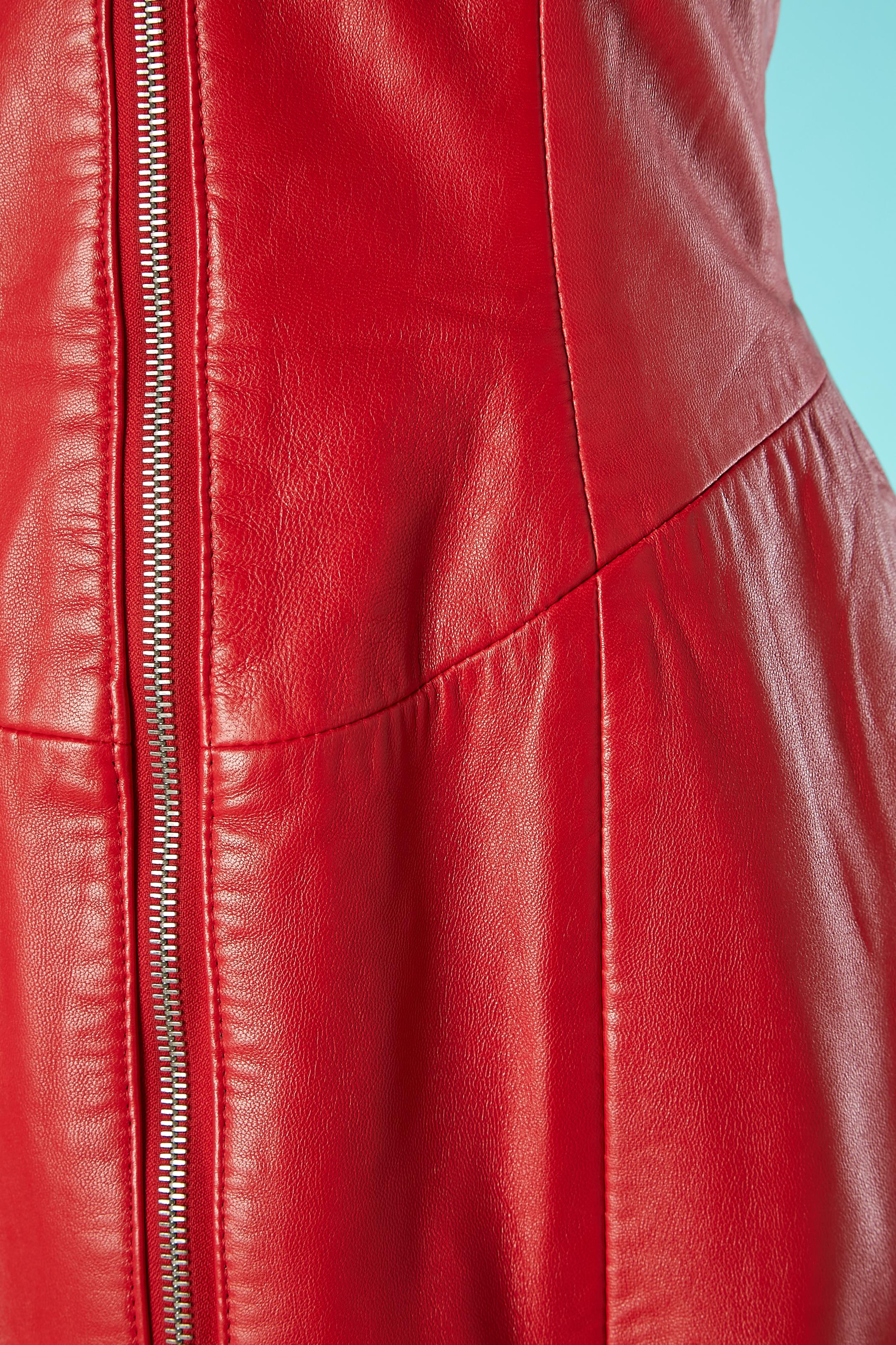 Rotes rückenfreies Lederkleid Michael Hoban for North Beach Leather  im Zustand „Hervorragend“ im Angebot in Saint-Ouen-Sur-Seine, FR