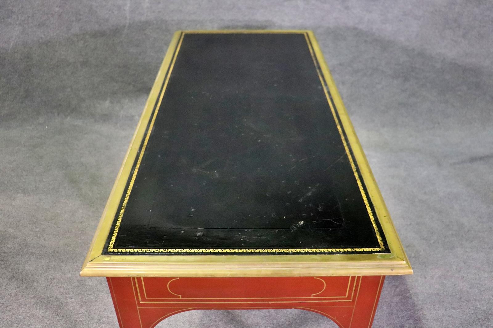 Red Baker Collector's Edition Leather Top Bronze Mounted Bureau Plat Desk 5