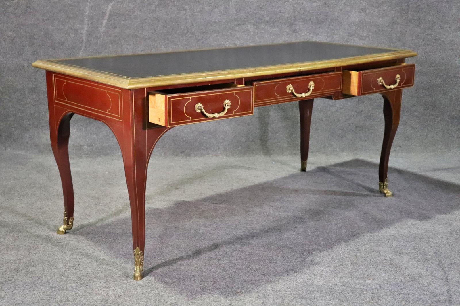 American Red Baker Collector's Edition Leather Top Bronze Mounted Bureau Plat Desk