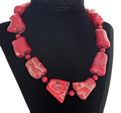 AJD Very Rare Very Original Beautiful Real Red Bamboo Coral Necklace