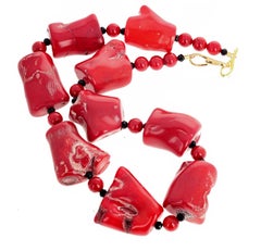 AJD Very Rare Very Original Beautiful Real Red Bamboo Coral Necklace