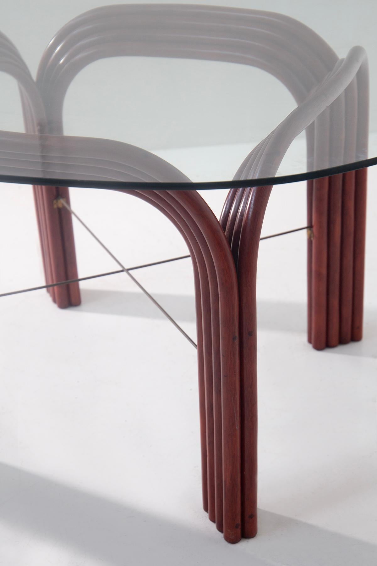 Red bamboo dining table by Vivai Del Sud For Sale 3