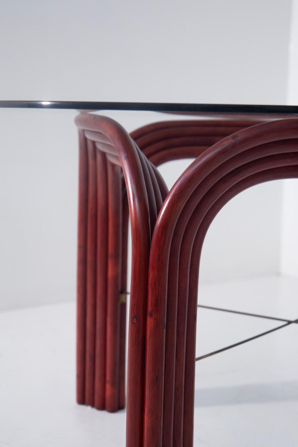 Italian Red bamboo dining table by Vivai Del Sud For Sale