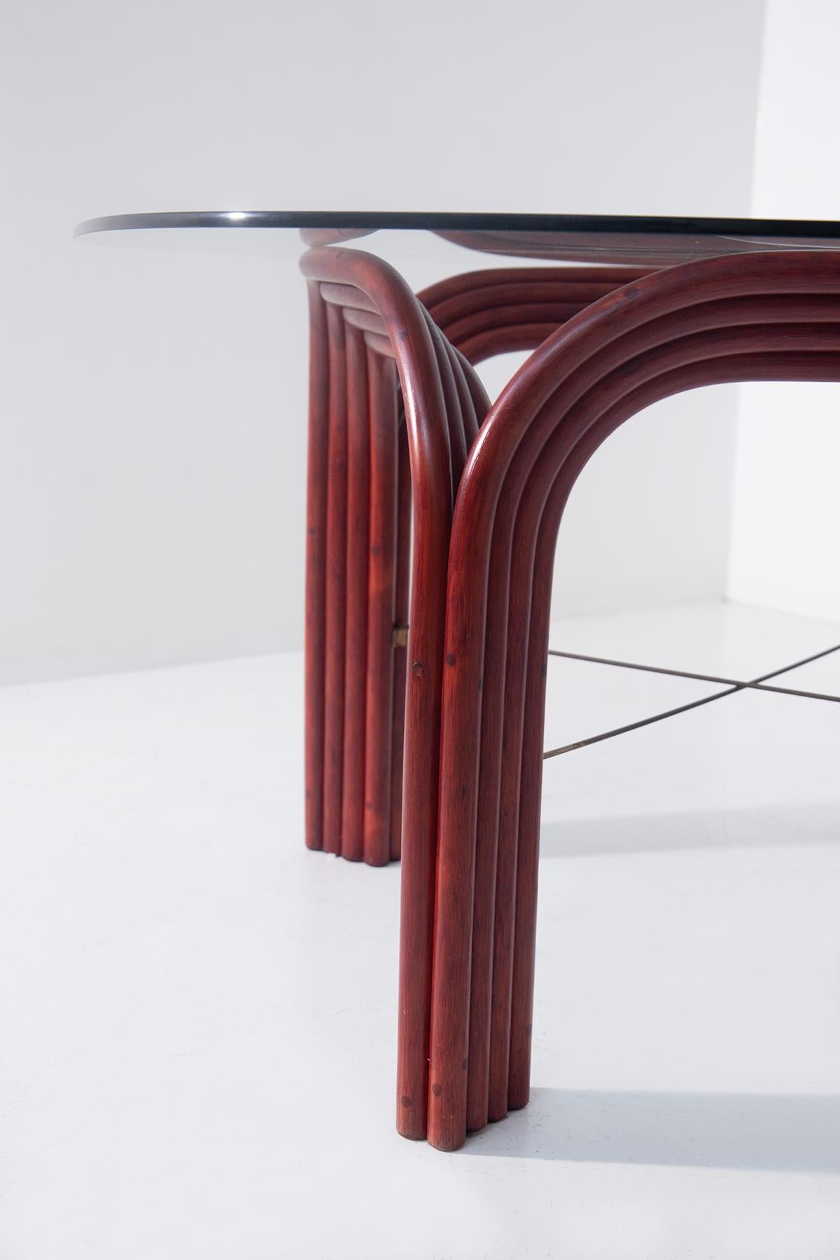 Late 20th Century Red bamboo dining table by Vivai Del Sud For Sale