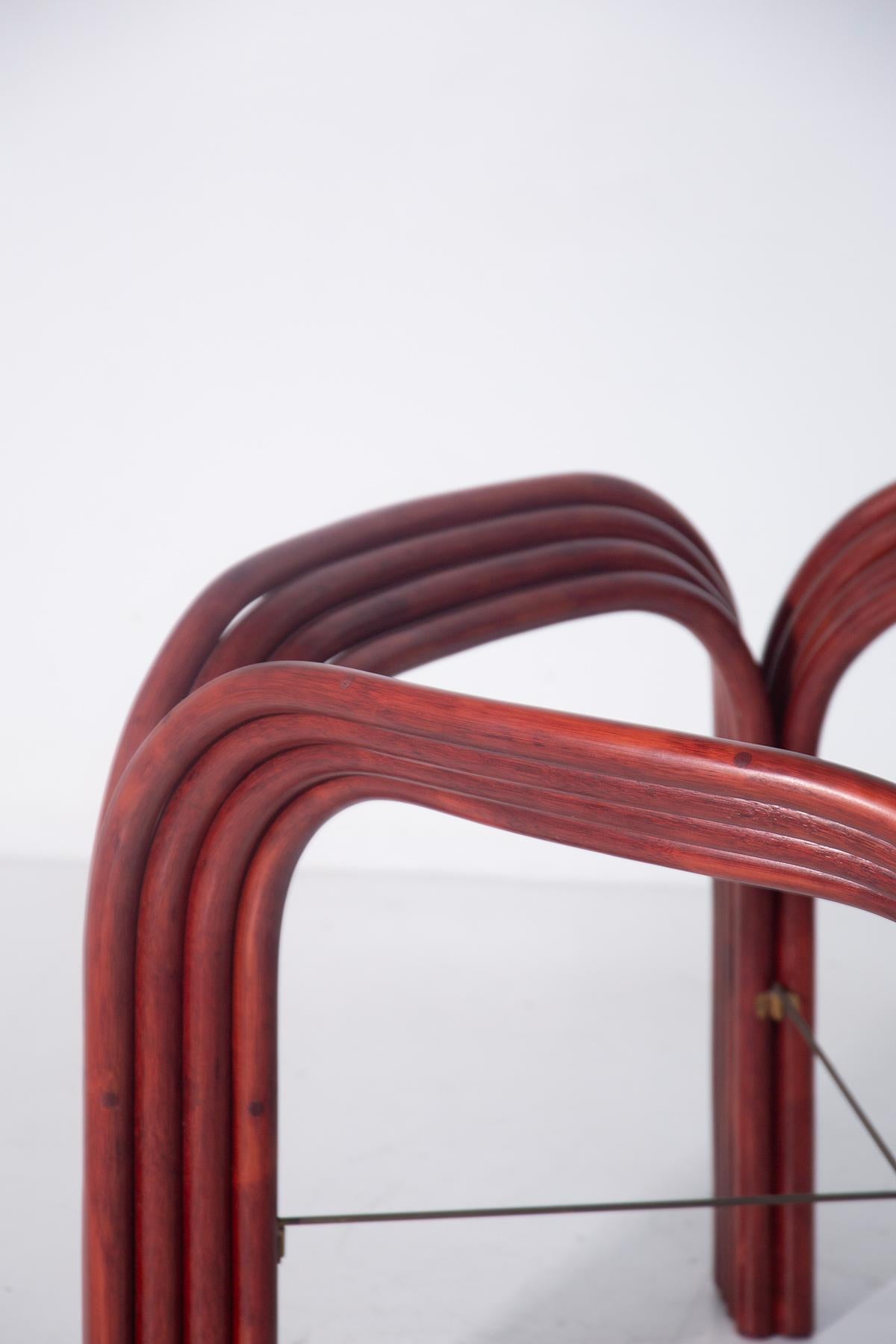 Red bamboo dining table by Vivai Del Sud For Sale 1
