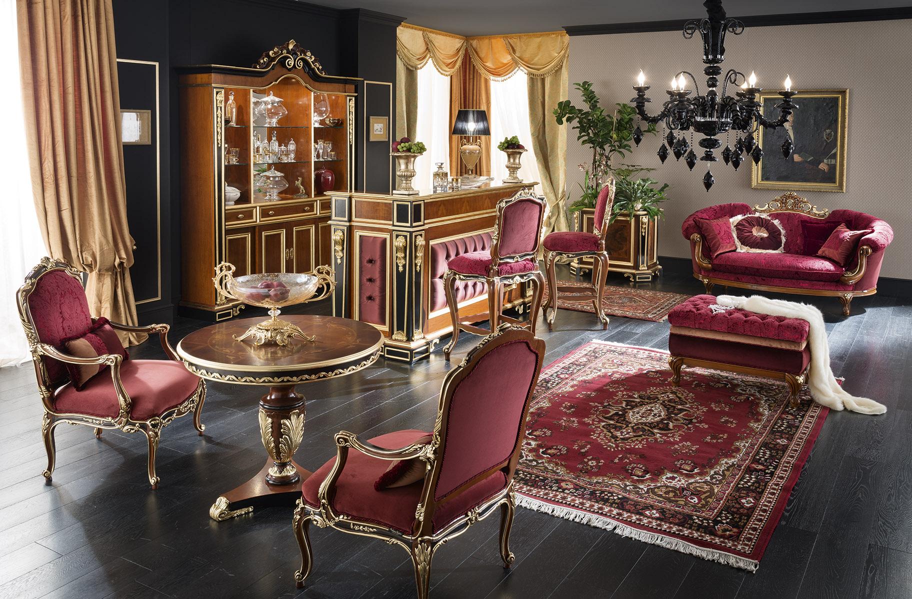 Roter Barock-Barhocker von Modenese Gastone Luxury Interiors (Handbemalt) im Angebot