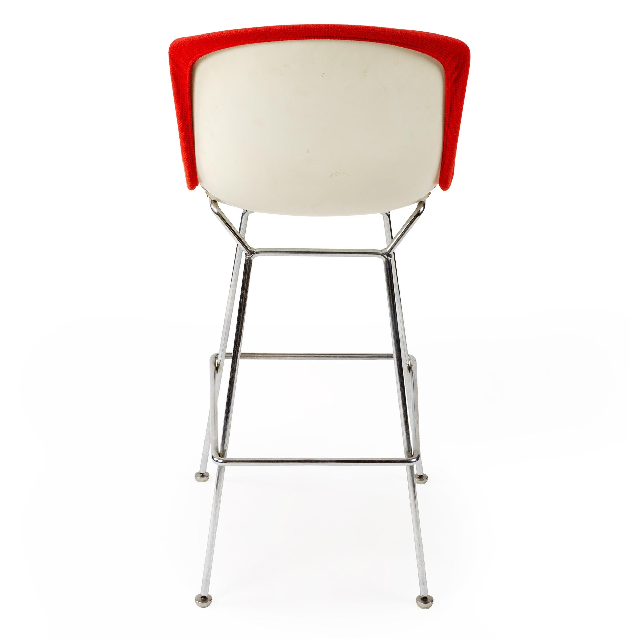 Mid-Century Modern Red Barstool by Harry Bertoia For Sale