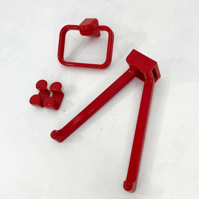 Red Bathroom Set by Makio Hasuike for Gedy, 1970s For Sale at 1stDibs