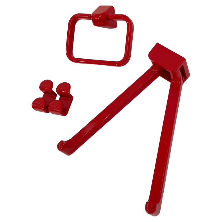 Red Bathroom Set by Makio Hasuike for Gedy, 1970s For Sale at 1stDibs