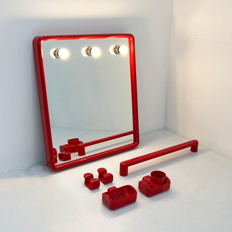 Red Bathroom Set from Gedy, 1970s For Sale at 1stDibs