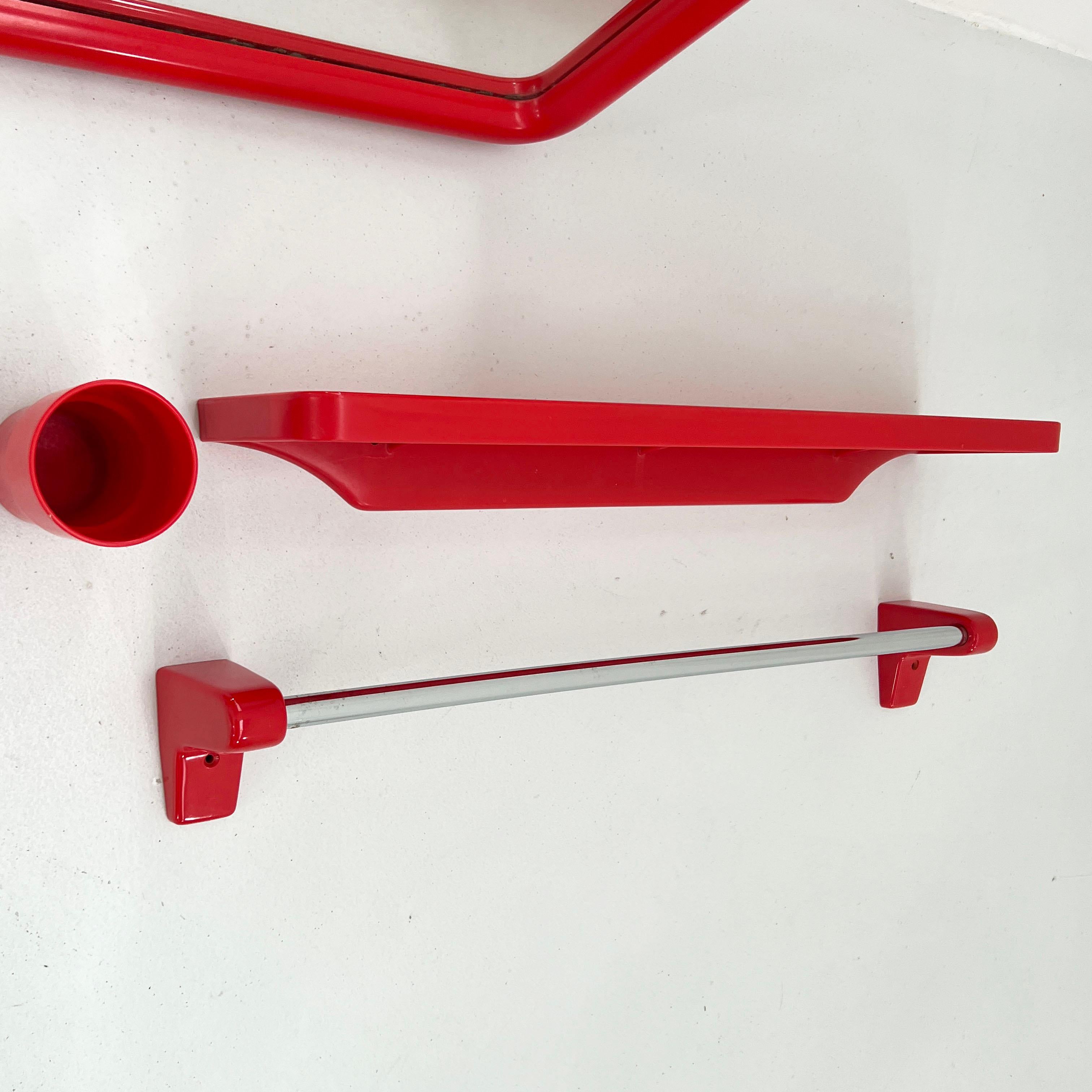 Plastic Red Bathroom Set with Mirror with Lights from Carrara & Matta, 1970s