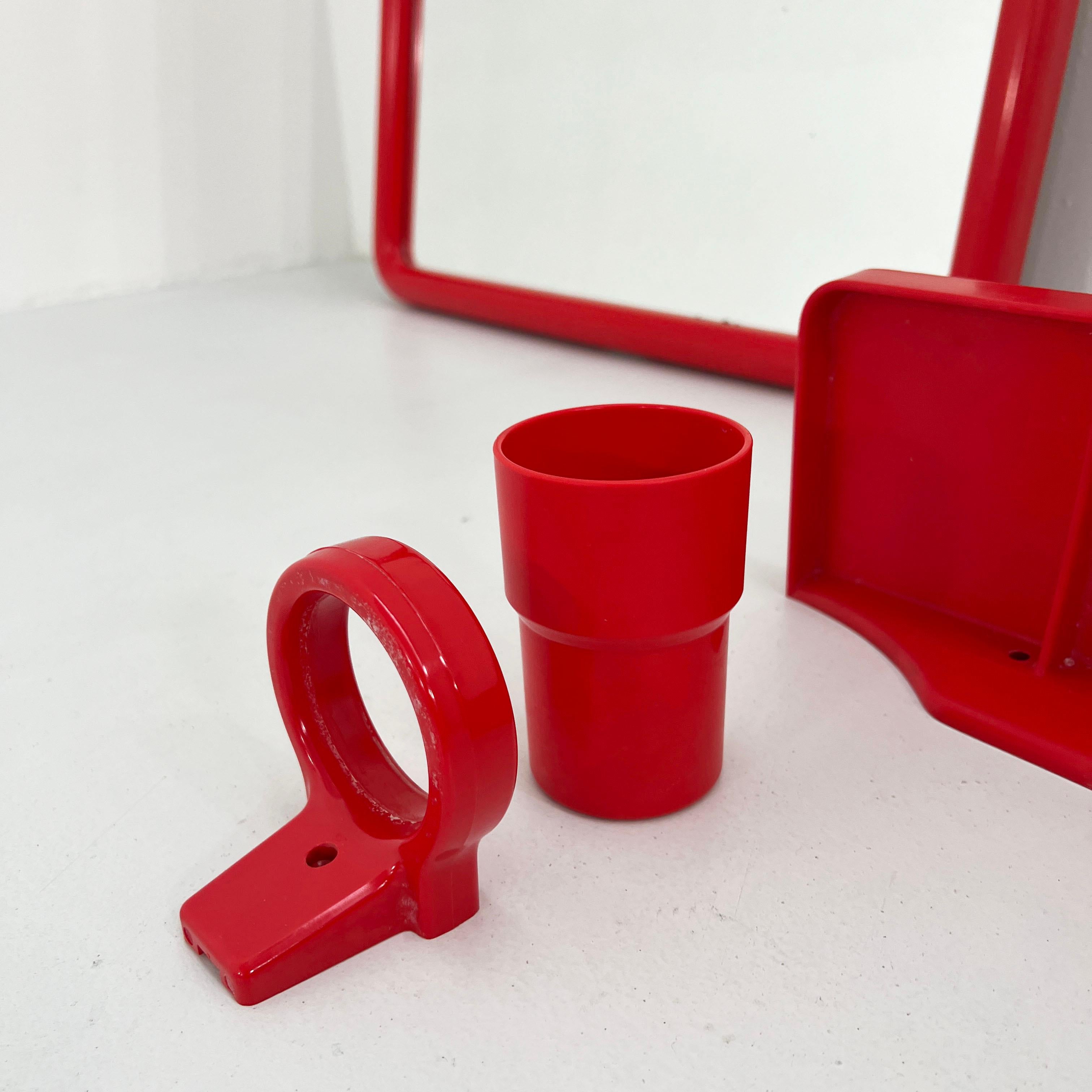 Red Bathroom Set with Mirror with Lights from Carrara & Matta, 1970s 1