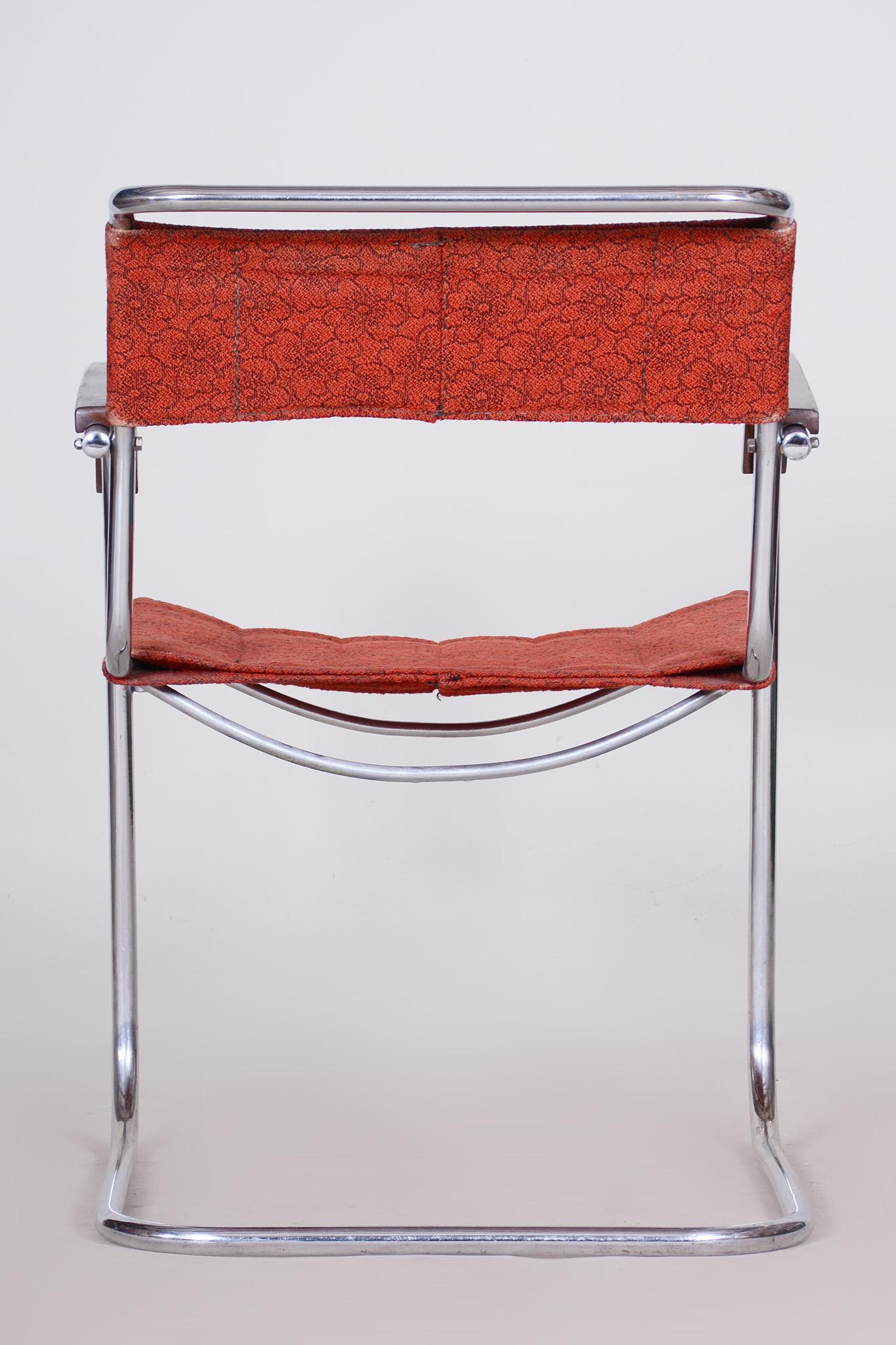 Red Bauhaus Armchair by Marcel Breuer, Mücke, Melder, Beech, Chrome, 1930s For Sale 5