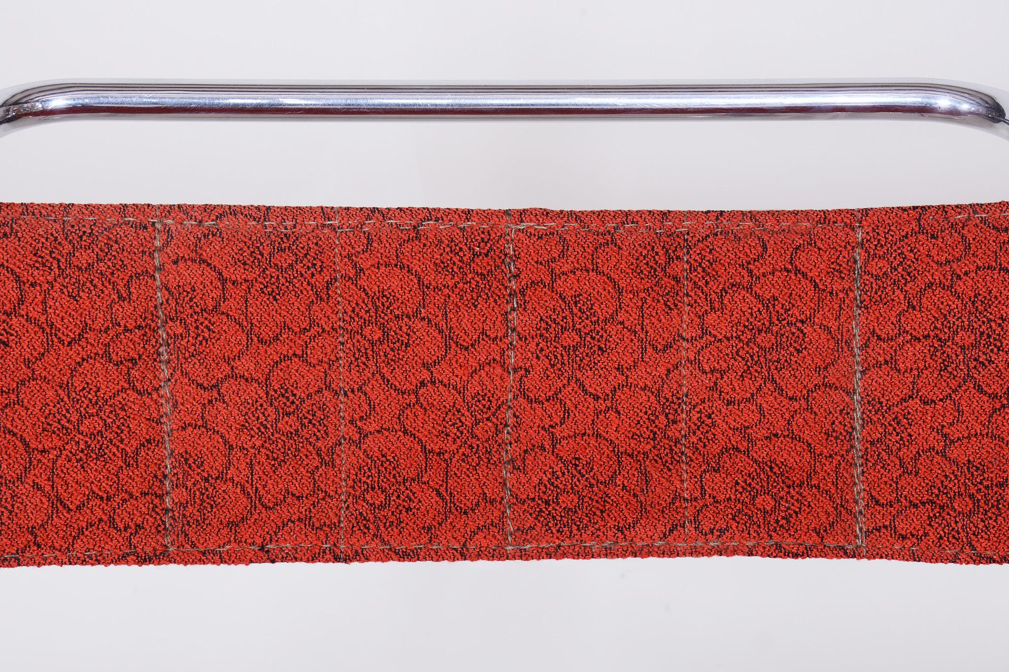 Roter Bauhaus-Sessel von Marcel Breuer, Mücke - Melder, Buche, Chrom, 1930er Jahre im Zustand „Gut“ im Angebot in Brandys nad Labem, Středočeský kraj
