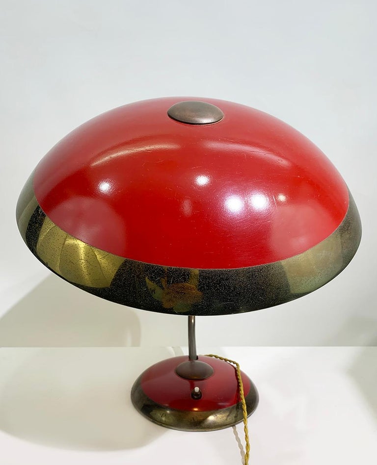 Red Bauhaus Desk Lamp by Helo Leuchten Germany, 1940s For Sale at 1stDibs