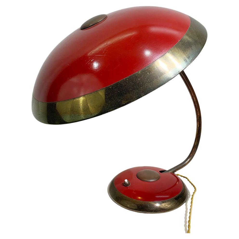 Lampada da scrivania Bauhaus rossa di Helo Leuchten Germania, anni '40