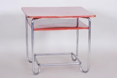 Red Bauhaus Dining Table, Made in 1930s Czechia, Original Condition