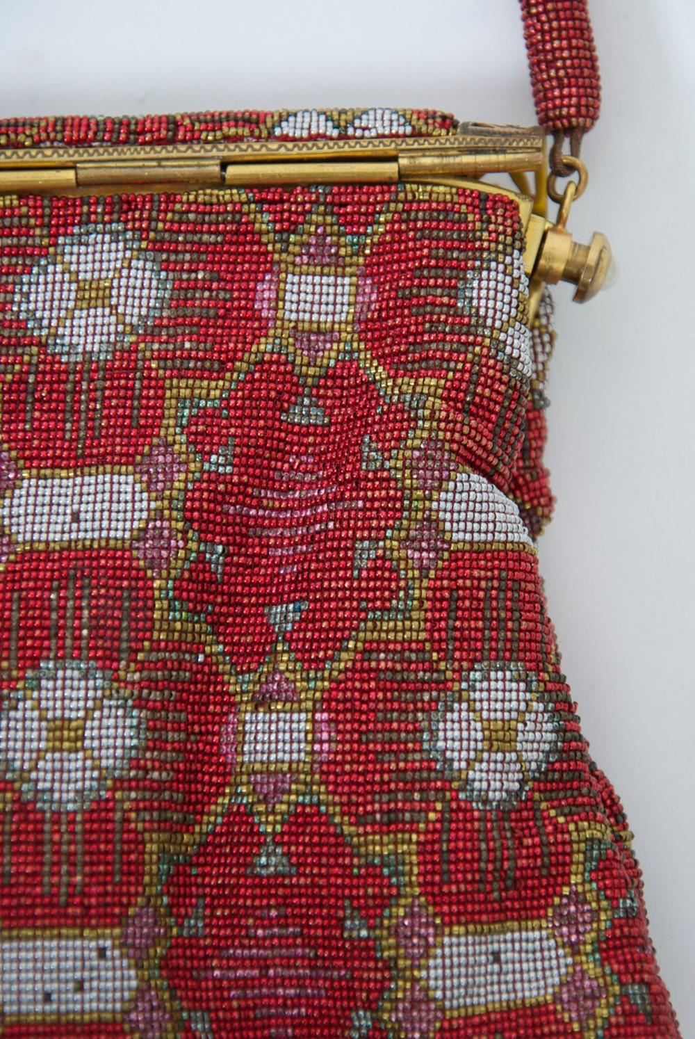 Brown Red Beaded Evening Bag, France