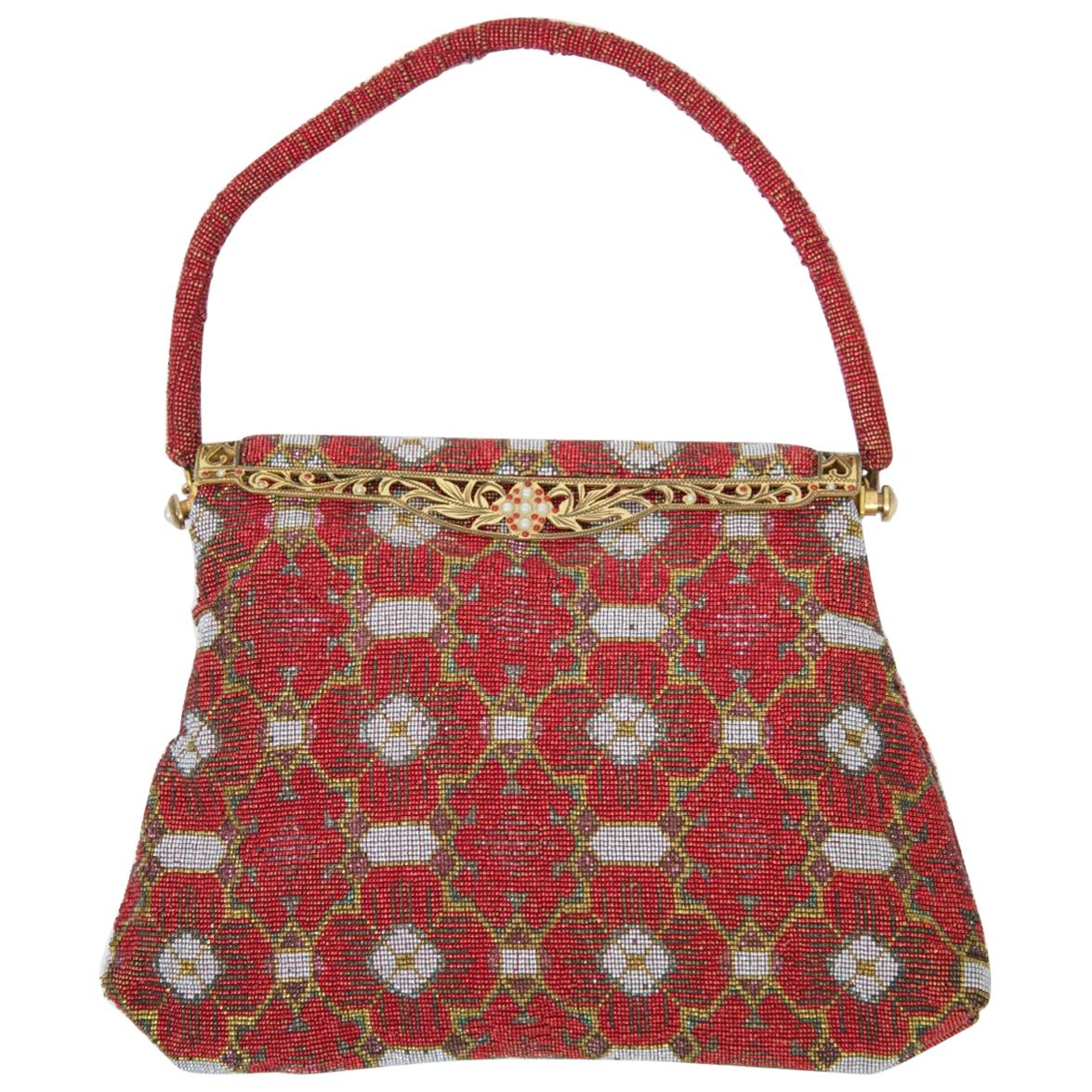 Red Beaded Evening Bag, France
