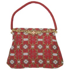 Vintage Red Beaded Evening Bag, France