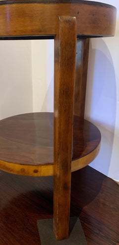 Red Beech Wood Two Tier Round Side Table, Austria, Mid-Century