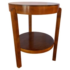 Retro Red Beech Wood Two Tier Round Side Table, Austria, Mid-Century