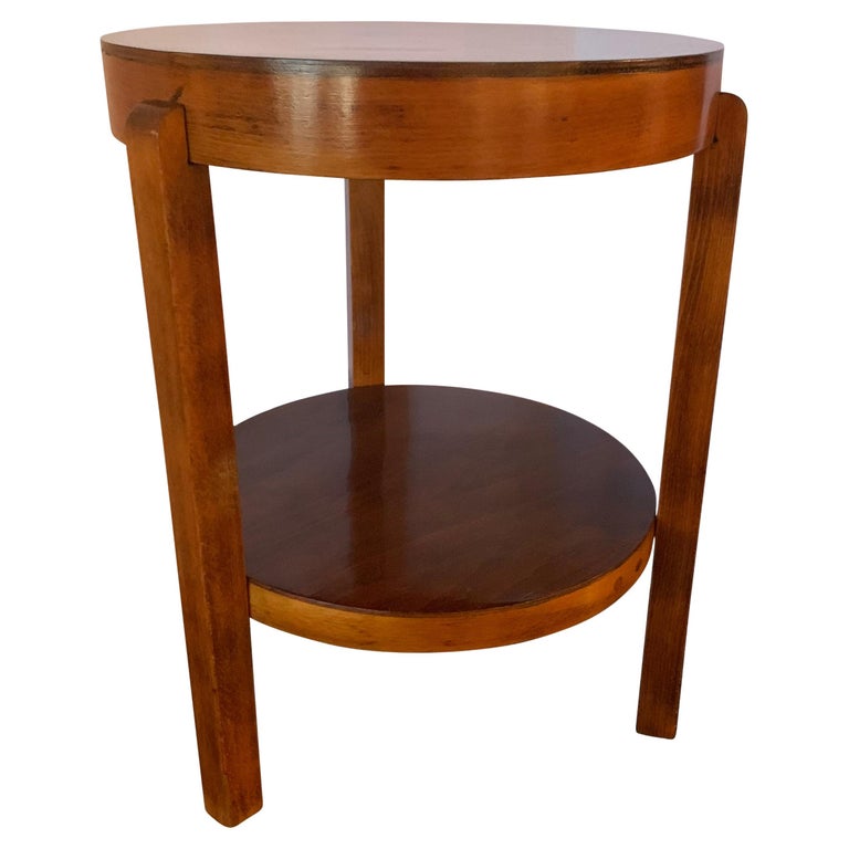 Red Beech Wood Two Tier Round Side Table, Austria, MidCentury For Sale at 1stDibs