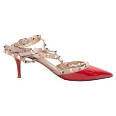 Valentino à talons cloutés à bout pointu rouge et beige taille 41