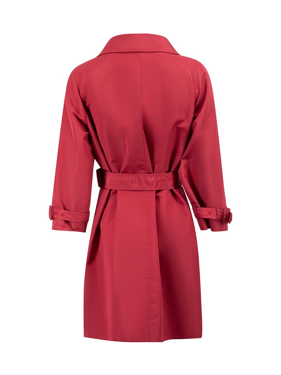 Red Belted Mid Length Coat Size L In Good Condition In London, GB