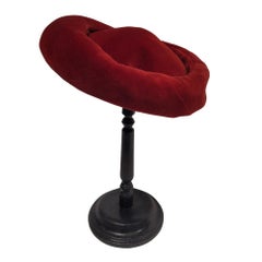Chapeau béret rouge Art nouveau, velours rouge