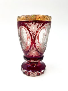 Red Biedermeier Crystal Glass from the 1800s