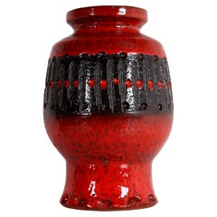 RED & BIG Jarrón brutalista danés de los 70 lanzado a mano con esmalte de lava Dinamarca 70s