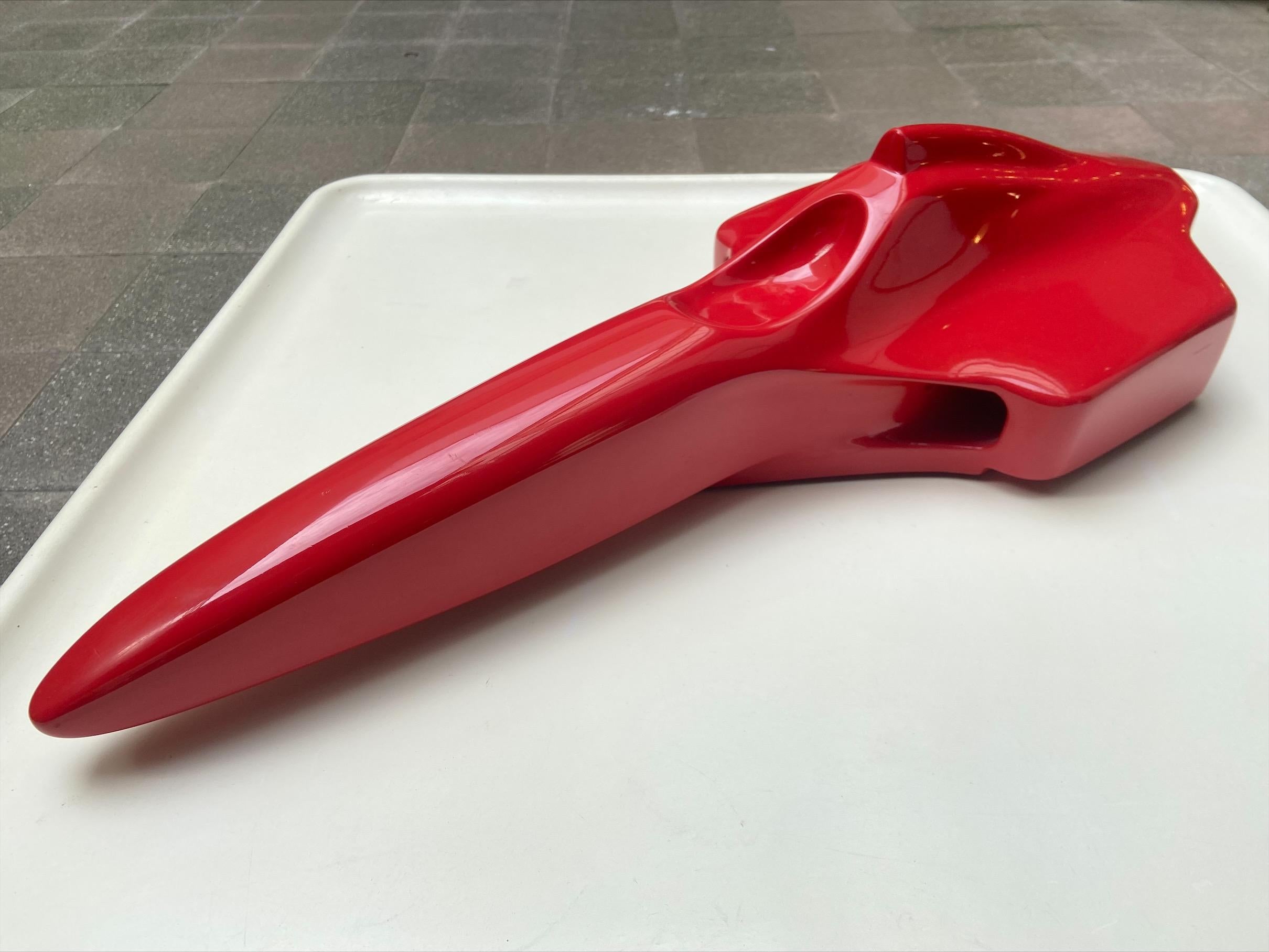 European Red Bird, André Ferrand, Car Sculpture in Red Resin, 1983