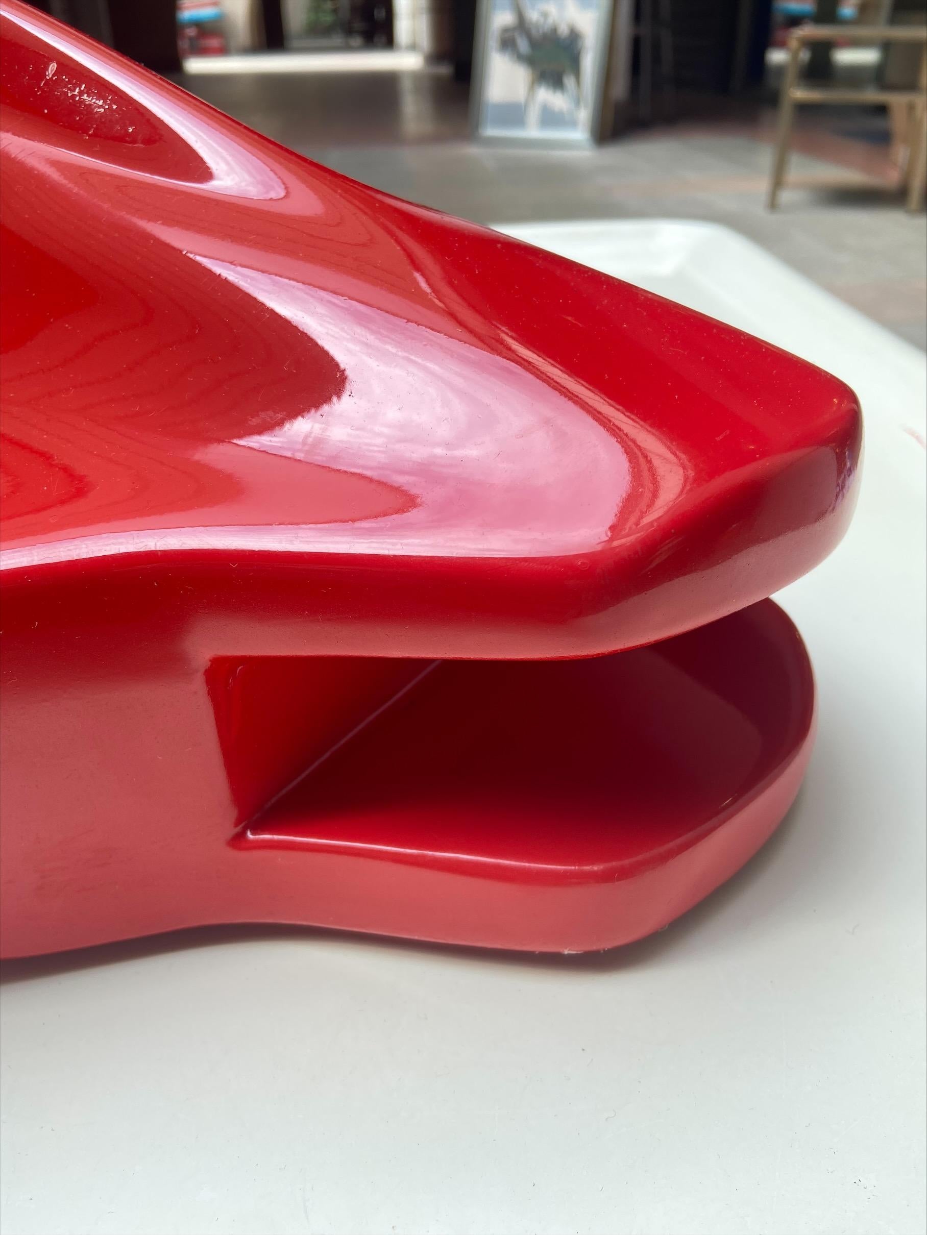 Late 20th Century Red Bird, André Ferrand, Car Sculpture in Red Resin, 1983