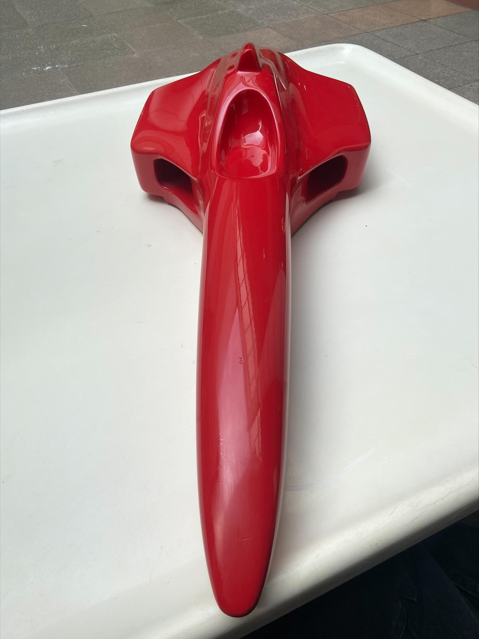 Red Bird, André Ferrand, Car Sculpture in Red Resin, 1983 1