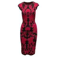 Rotes & schwarzes Alexander McQueen-Bodycon-Kleid aus Strick Größe US S