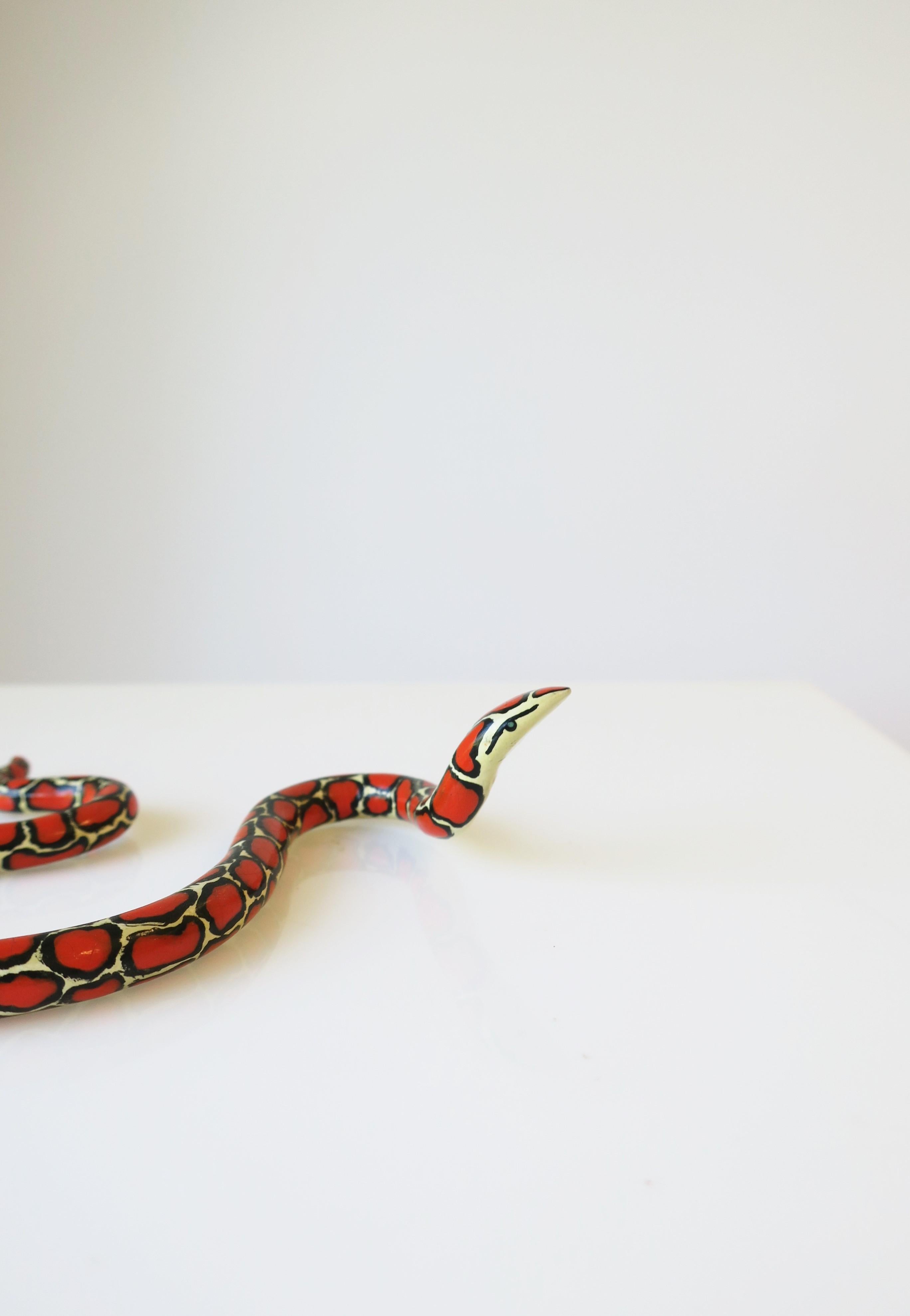 Red Black and White Terracotta Ceramic Snake 7