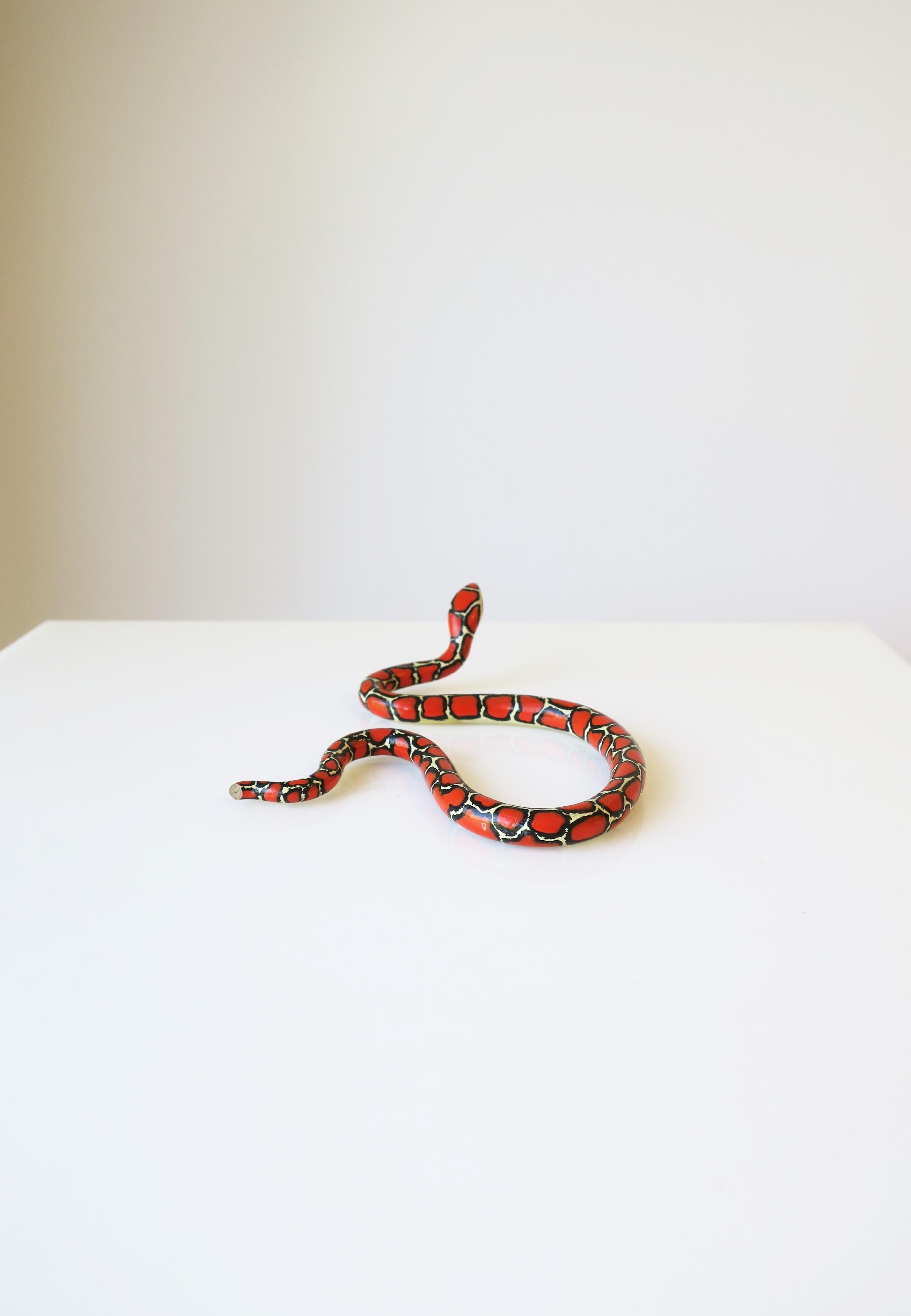 Red Black and White Terracotta Ceramic Snake 8