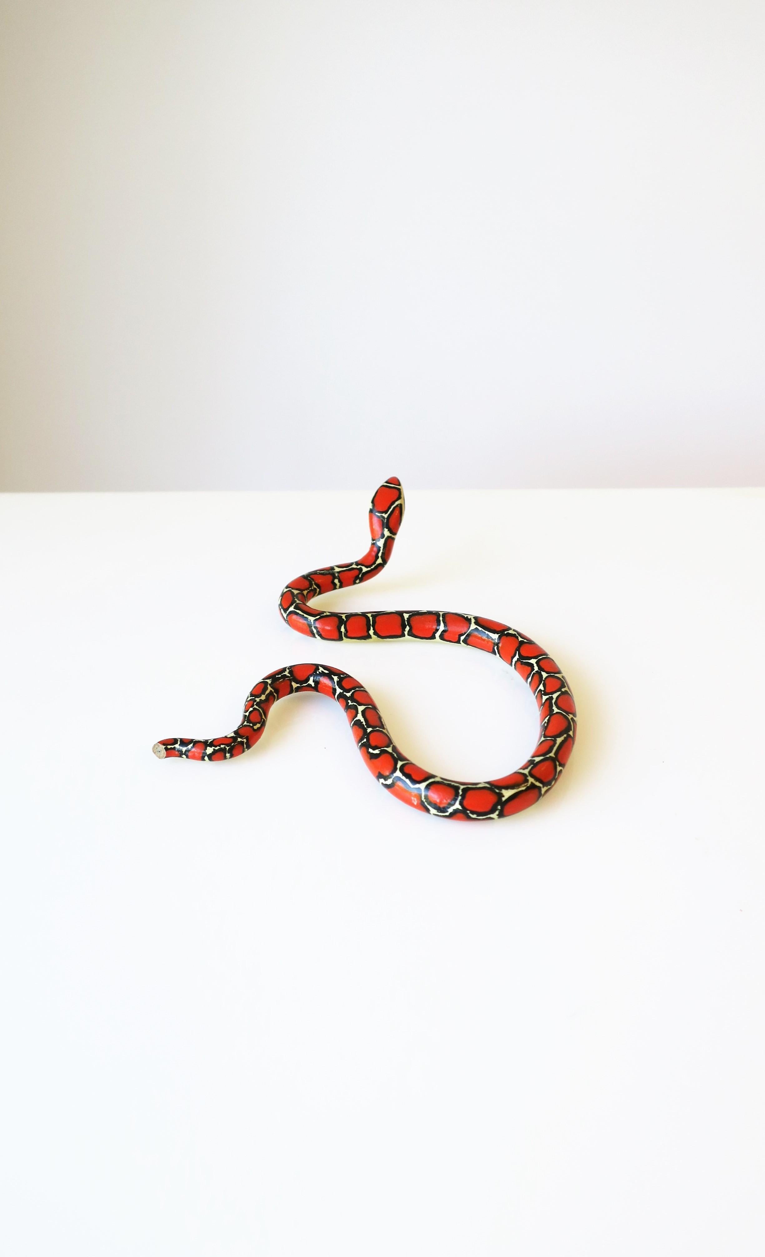 Red Black and White Terracotta Ceramic Snake 9