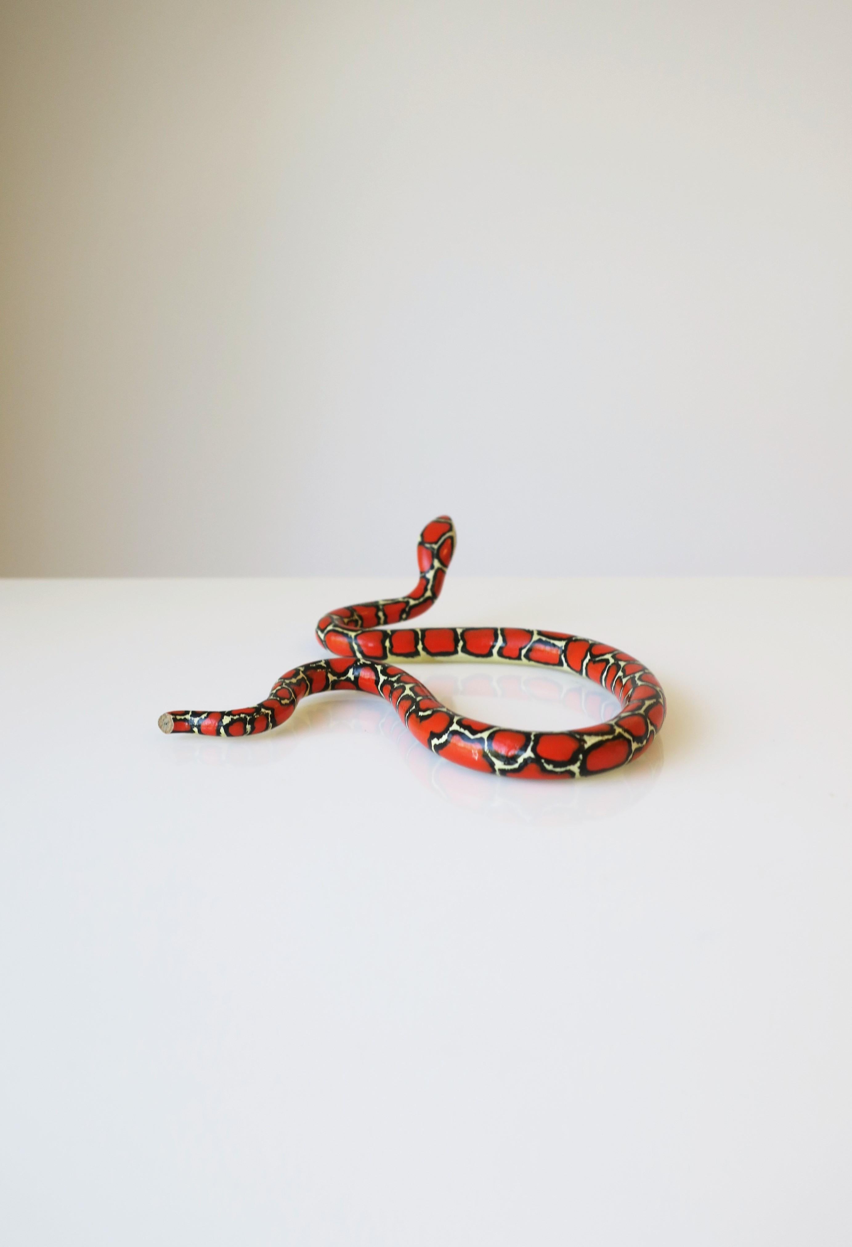 Red Black and White Terracotta Ceramic Snake 10