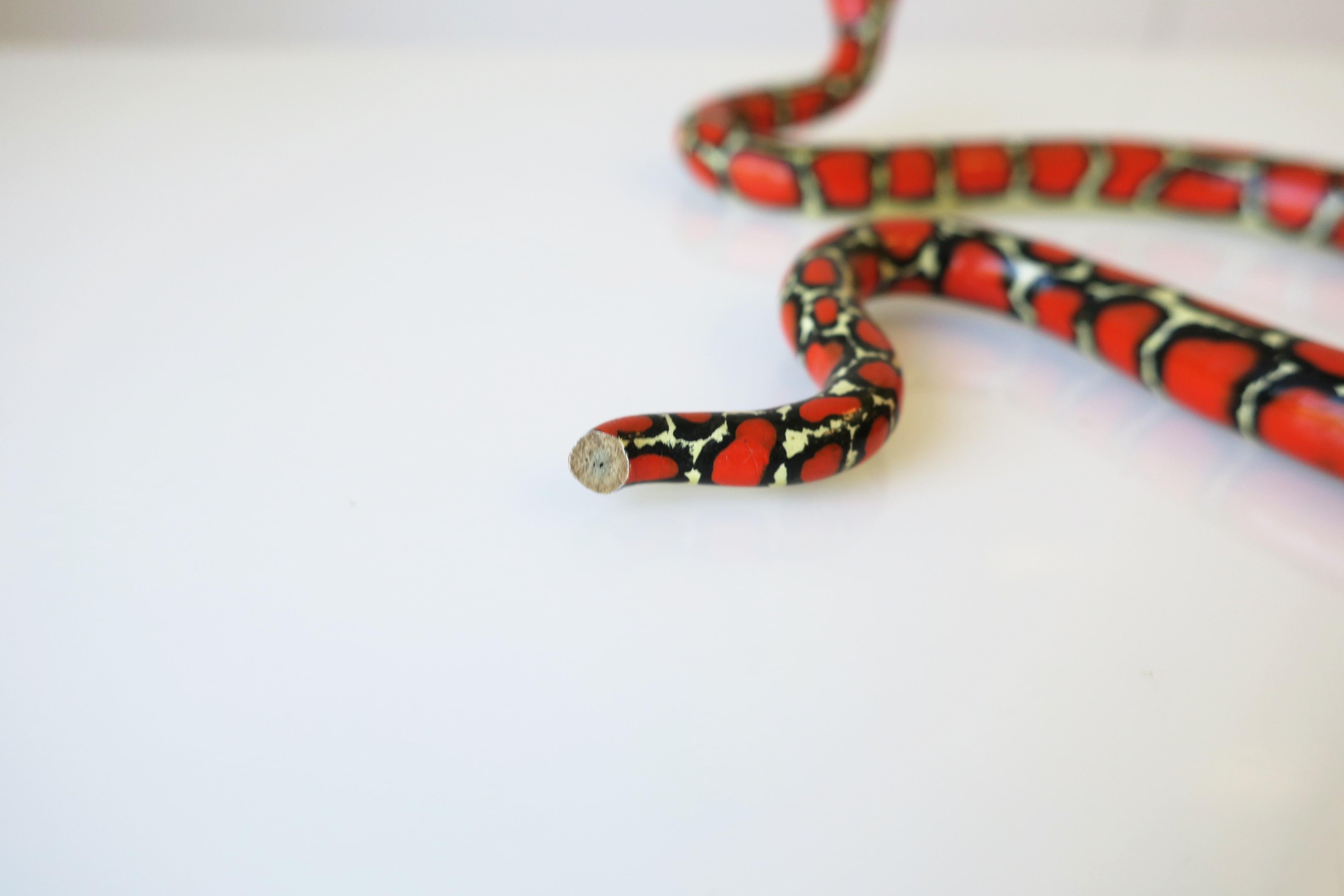 Red Black and White Terracotta Ceramic Snake 11