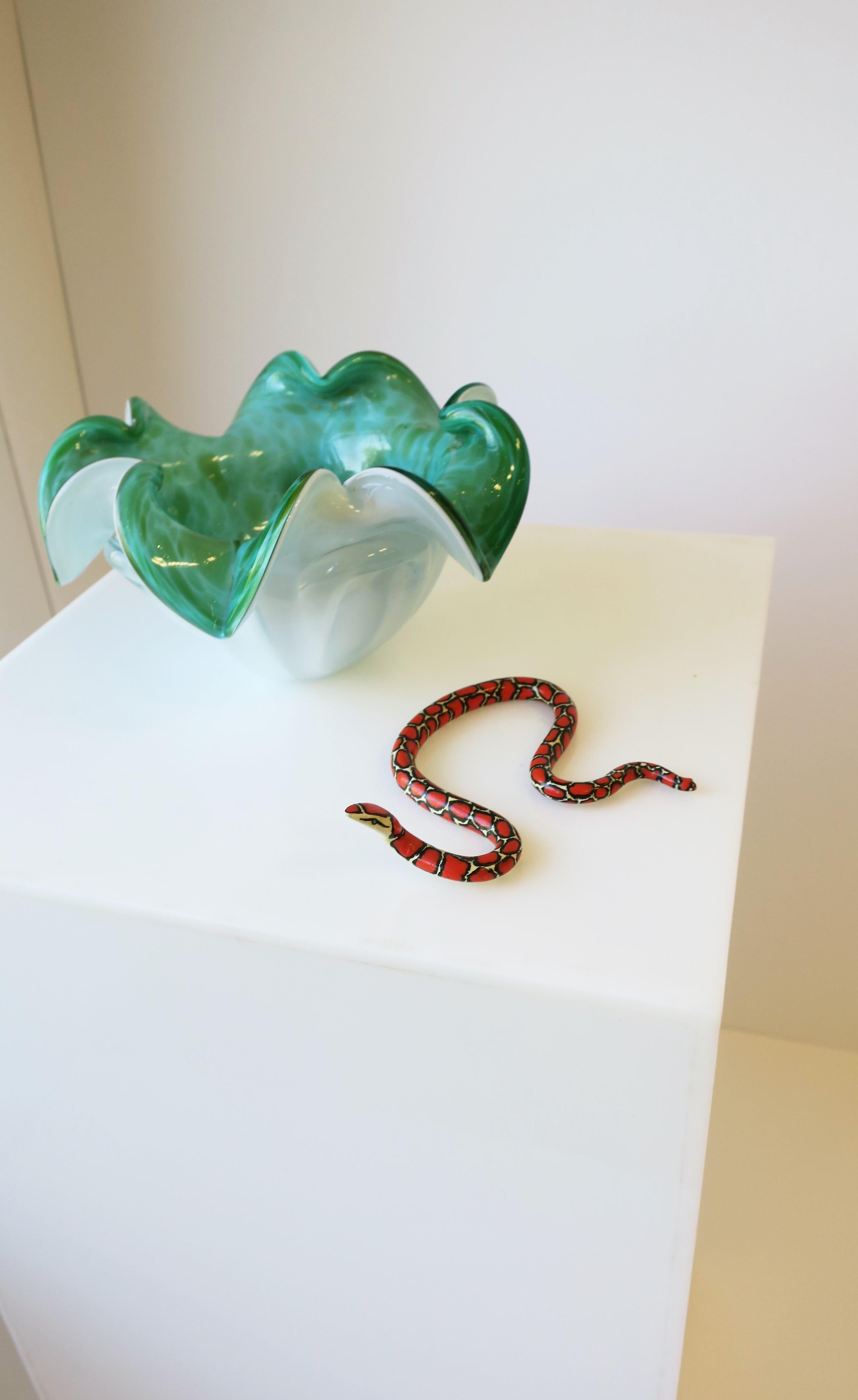 Red Black and White Terracotta Ceramic Snake 1