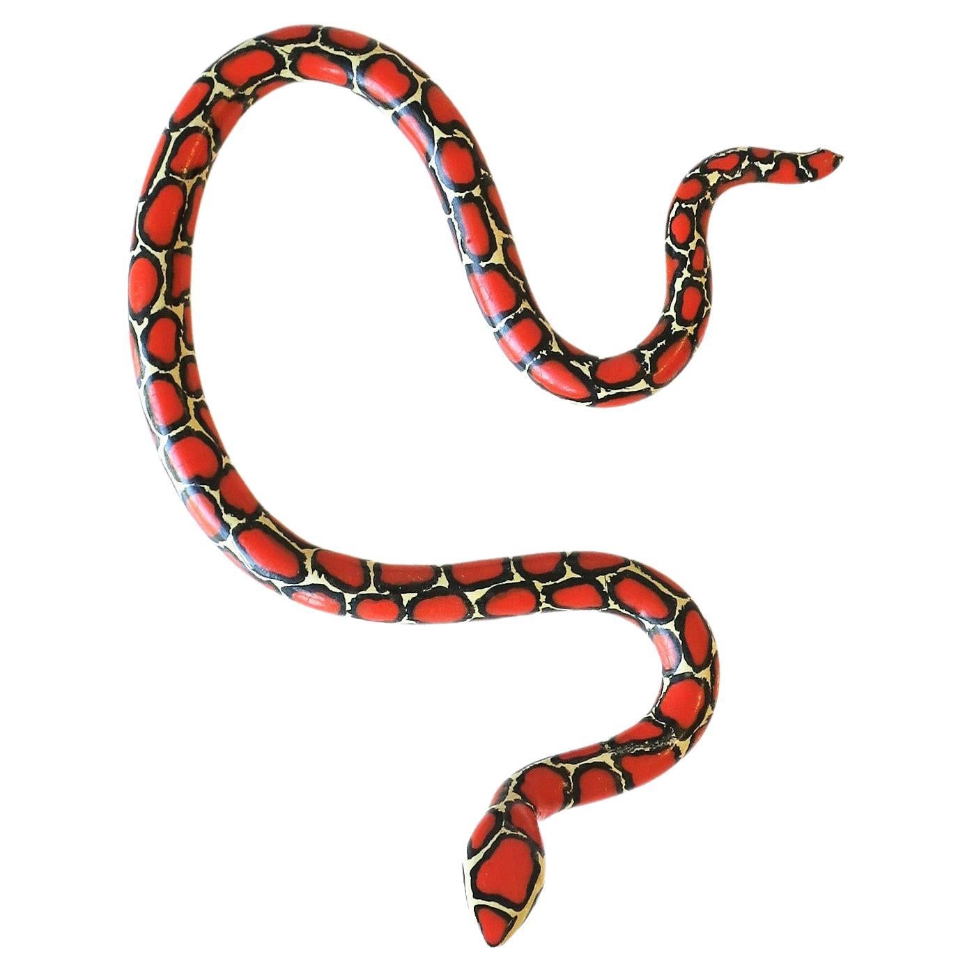 Red Black and White Terracotta Ceramic Snake