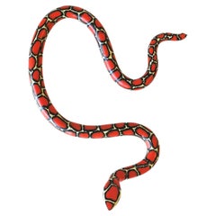 Serpent en céramique rouge:: noir et blanc en terre cuite