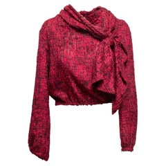 Red & Black Chanel Textured Silk Blouse Size FR 38