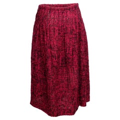 Red & Black Chanel Textured Silk Midi Skirt