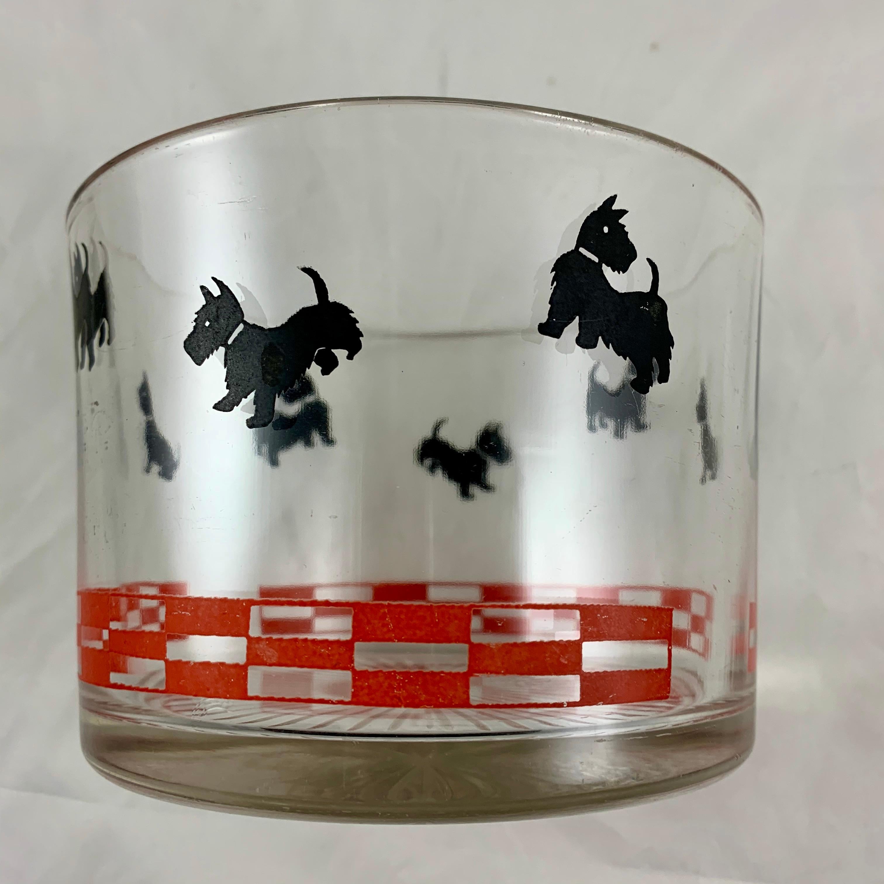 Classique américain Bol à glace en verre américain Fala Scotty avec chien rouge et noir de FDR, vers 1930-1940 en vente