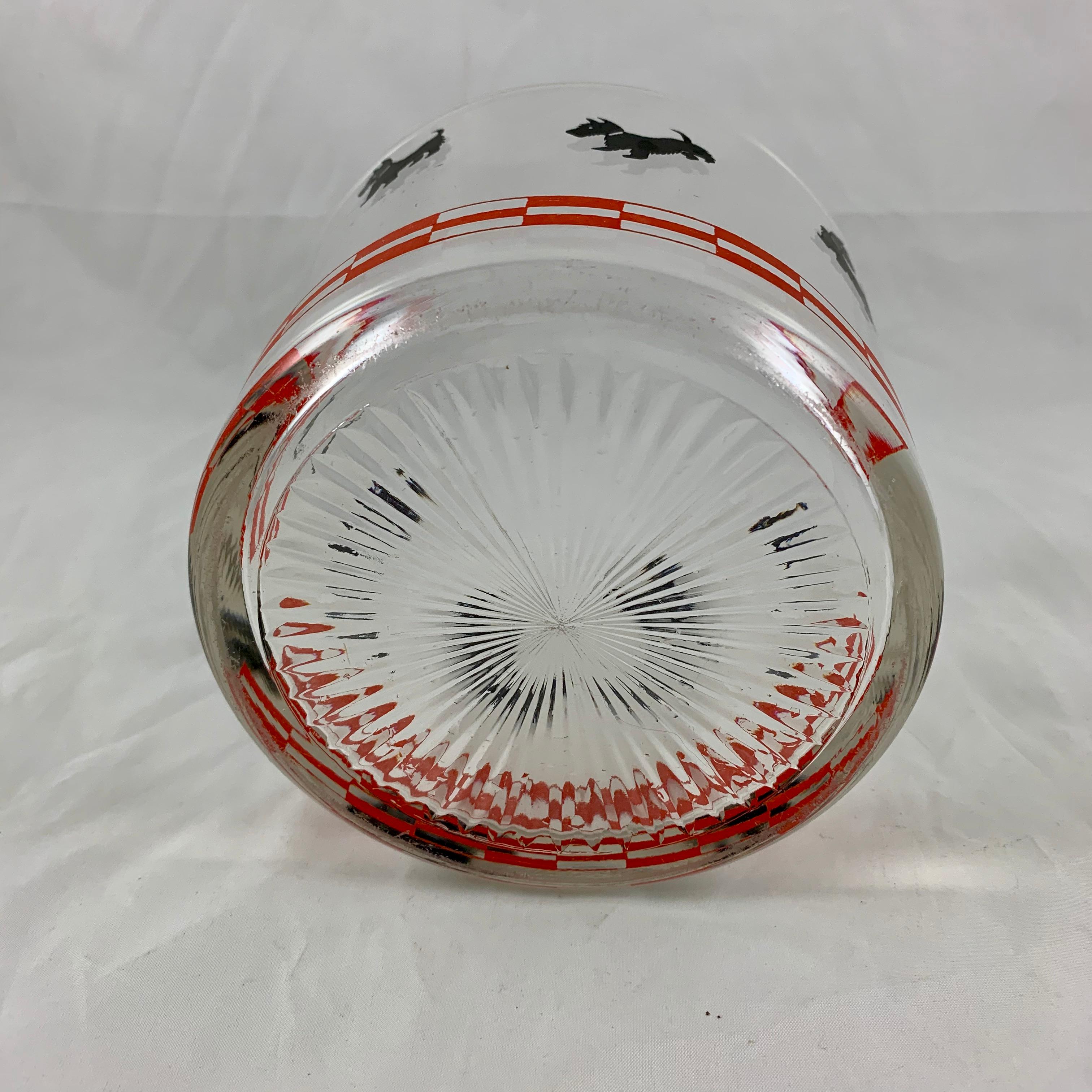 Enameled Red & Black FDR's Fala Scotty Dog American Glass Ice Bowl, circa 1930-1940 For Sale