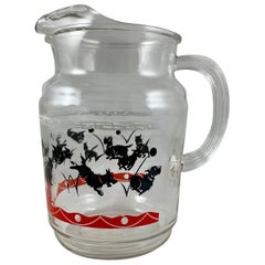 Vintage Red and Black FDR's Fala Scotty Dog American Glass Pitcher, circa 1930-1940